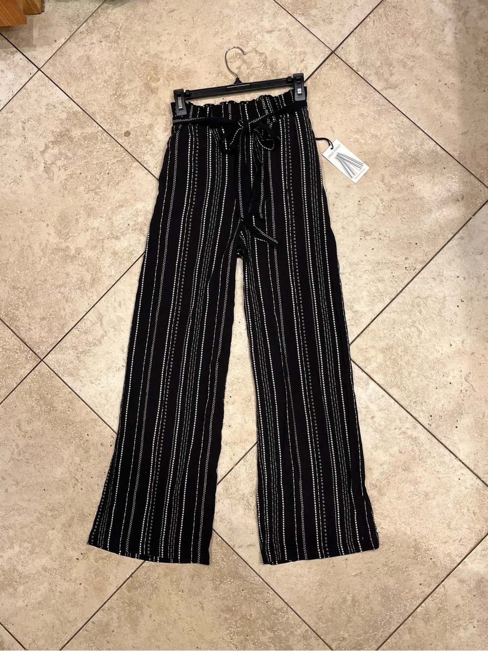 Women’s black and white striped palazzo wide leg pants size small